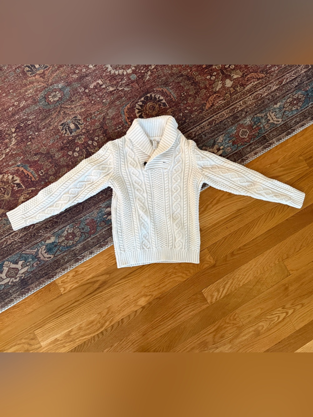 Janie and Jack Boys Size 6 Ivory Cable Knit Sweater